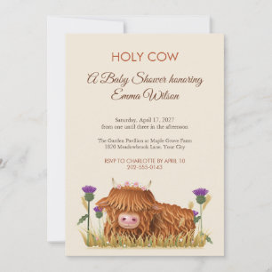 Highland Cow Holy Cow Baby Shower Invitation