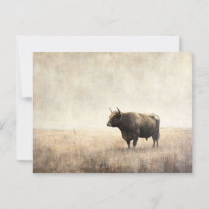 Highland Cow in a Field Sepia Postcard