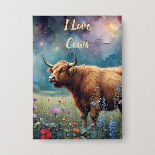 Highland Cow in Colourful Floral Tapestry