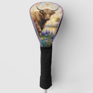 Highland Cow in Floral Valley Landscape Golf Head Cover