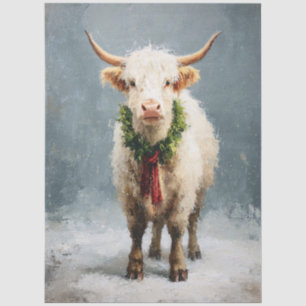 Highland Cow in Holiday Garland Tissue Paper