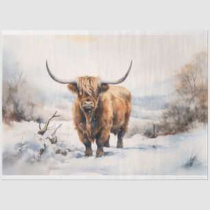 Highland Cow in Snow 1 Decoupage Paper