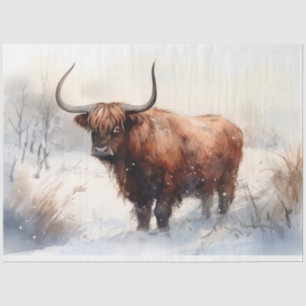 Highland Cow in Snow 4 Decoupage Paper