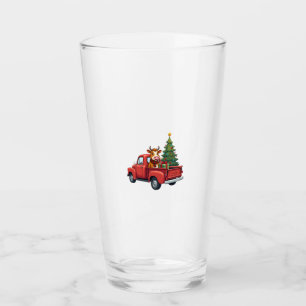 Highland Cow in Truck Farm Farmer Christmas Cow Ca Glass