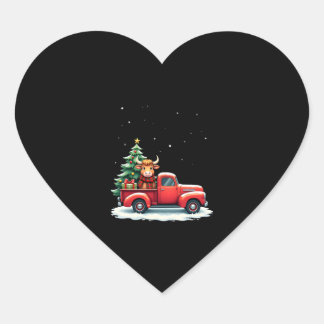 Highland Cow in Truck Farm Farmer Christmas Cow Ca Heart Sticker