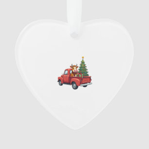 Highland Cow in Truck Farm Farmer Christmas Cow Ca Ornament
