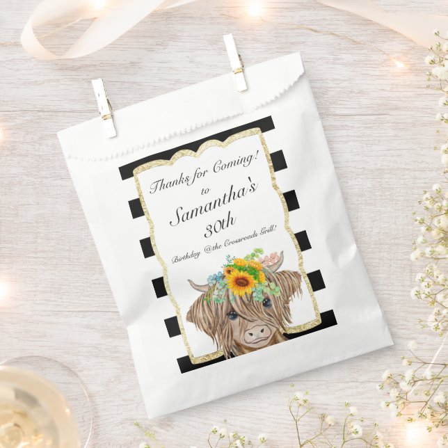 Highland Cow Invitation, Cow Birthday Party  Favour Bags (Clipped)
