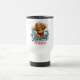 Highland Cow Island Vibes Travel Tumbler Mug