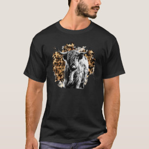 Highland Cow Leopard Heifer Western Country Southe T-Shirt