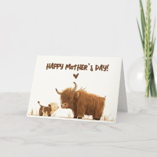 Highland Cow Mama& Calf Mothers Day Photo Card