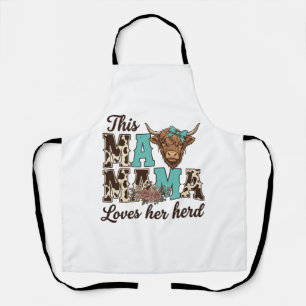Highland Cow Mama Loves Her Herd Shirt Design Apron