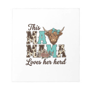 Highland Cow Mama Loves Her Herd Shirt Design Notepad