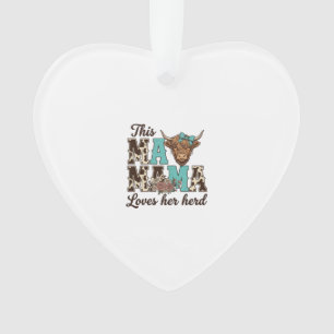 Highland Cow Mama Loves Her Herd Shirt Design Ornament