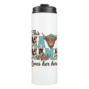 Highland Cow Mama Loves Her Herd Shirt Design Thermal Tumbler