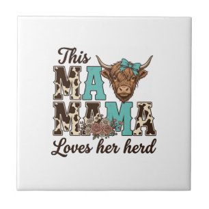 Highland Cow Mama Loves Her Herd Shirt Design Tile