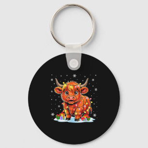 Highland Cow Merry Christmas Funny Farmer Farm Ani Key Ring