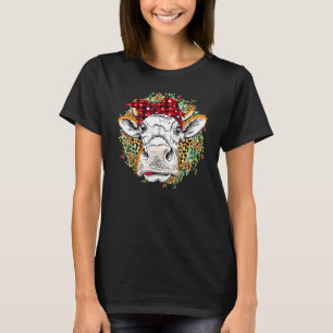 Highland Cow Merry Christmas Heifer Leopard Farmer T-Shirt