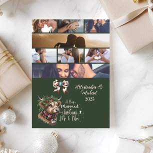 Highland Cow Merry Christmas Mrs and Mr  Photo  Holiday Card