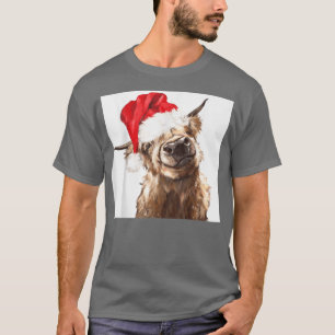 Highland Cow Merry Xmas Christmas Heifer Bandanna T-Shirt