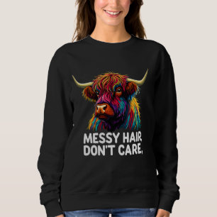 Highland Cow Messy Hair Colourful Sweatshirt
