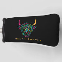 Highland Cow Messy Hair Don't Care Colourful