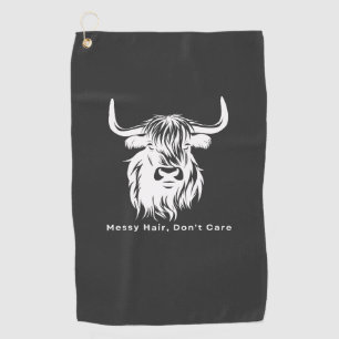 Highland Cow Messy Hair Don't Care Cow Farm Golf Towel