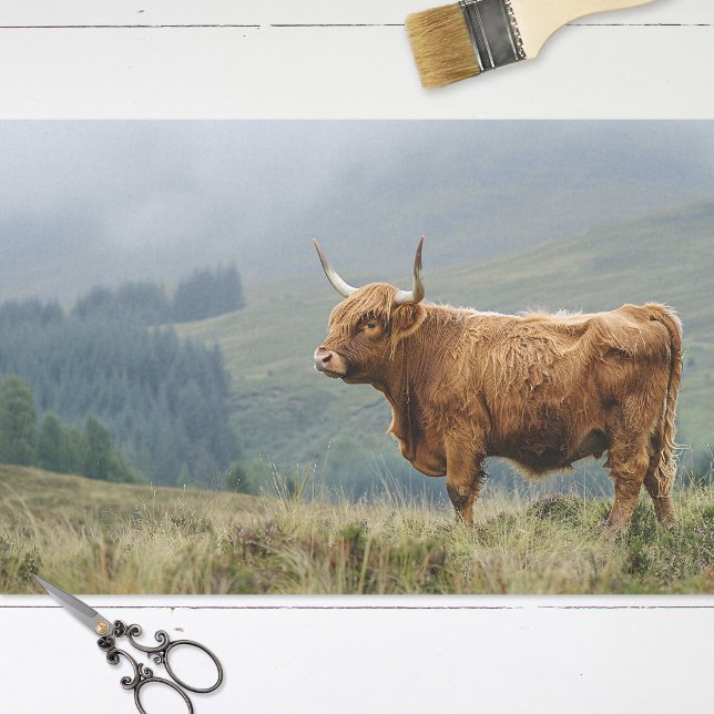 Highland Cow Misty Morning Decoupage Tissue Paper (Creator Uploaded)