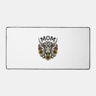 Highland Cow Mom Vintage Sunflower Western Design Desk Mat