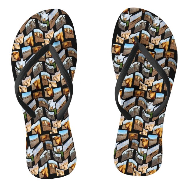 Highland Cow Montage, Jandals (Footbed)