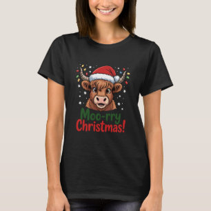 Highland Cow Moo Rry Christmas Pajama Cow Lover T-Shirt