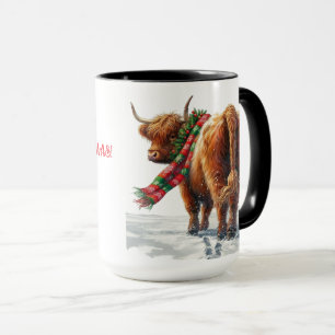 Highland Cow “Moo-ry Christmas” Coffee Mug Cup