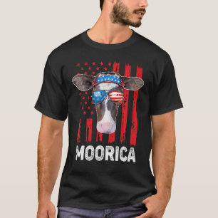 Highland Cow Moorica 4th July Independence Day Ame T-Shirt