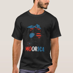 Highland Cow Moorica 4Th July Independence Day Hei T-Shirt