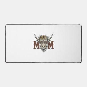 Highland Cow Mum Vintage Floral Western Shirt (2) Desk Mat