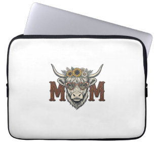 Highland Cow Mum Vintage Floral Western Shirt (2) Laptop Sleeve