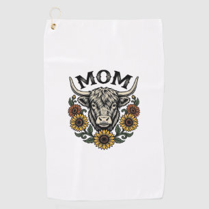 Highland Cow Mum Vintage Sunflower Western Design Golf Towel