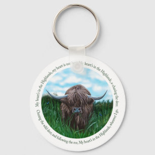 Highland Cow, My Heart's In The Highlands Key Ring