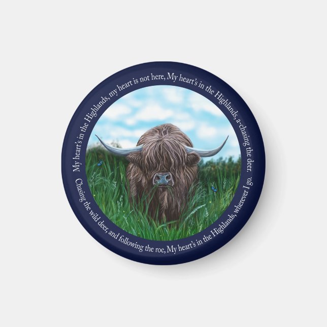 Highland Cow, My Heart's In The Highlands Magnet (Front)