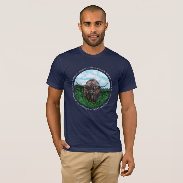 Highland Cow, My Heart's In The Highlands T-Shirt (Front Full)