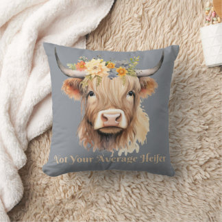 Highland Cow Not Your Average Heifer Cushion