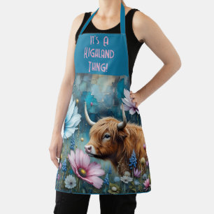 Highland Cow Obsession -Colorful Cosmos  Apron
