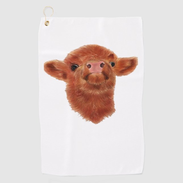 Highland Cow Oversized T-Shirt Golf Towel (Front)