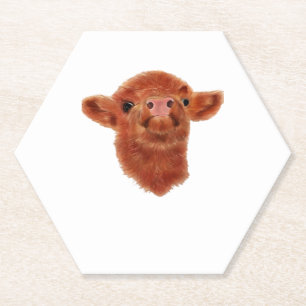 Highland Cow Oversized T-Shirt Paper Coaster