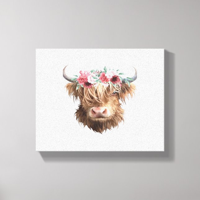 Highland Cow Painting Classic T-Shirt Canvas Print (Front)