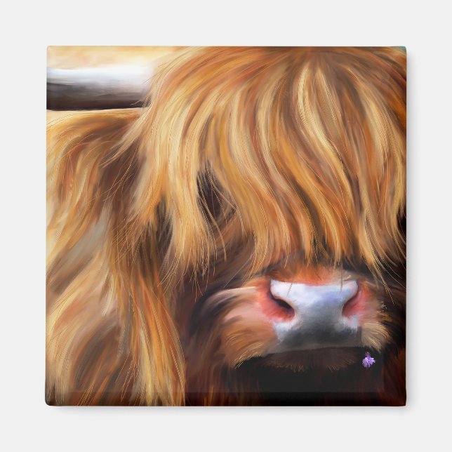 Highland Cow Painting Magnet (Front)