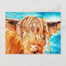 Highland Cow Painting - "We're Moving" Card