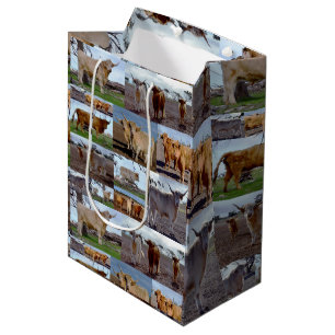 Highland Cow Photo Collage, Medium Gift Bag
