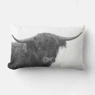 Highland Cow Pillow Black & White