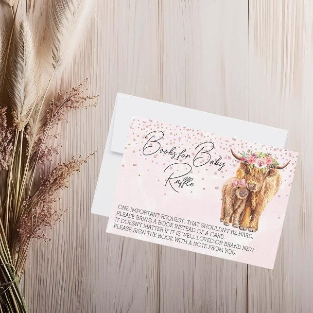 Highland cow Pink Baby Shower Books Baby  Invitation (Creator Uploaded)