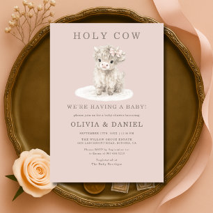 Highland Cow Pink Bow Girl Baby Shower  Invitation
